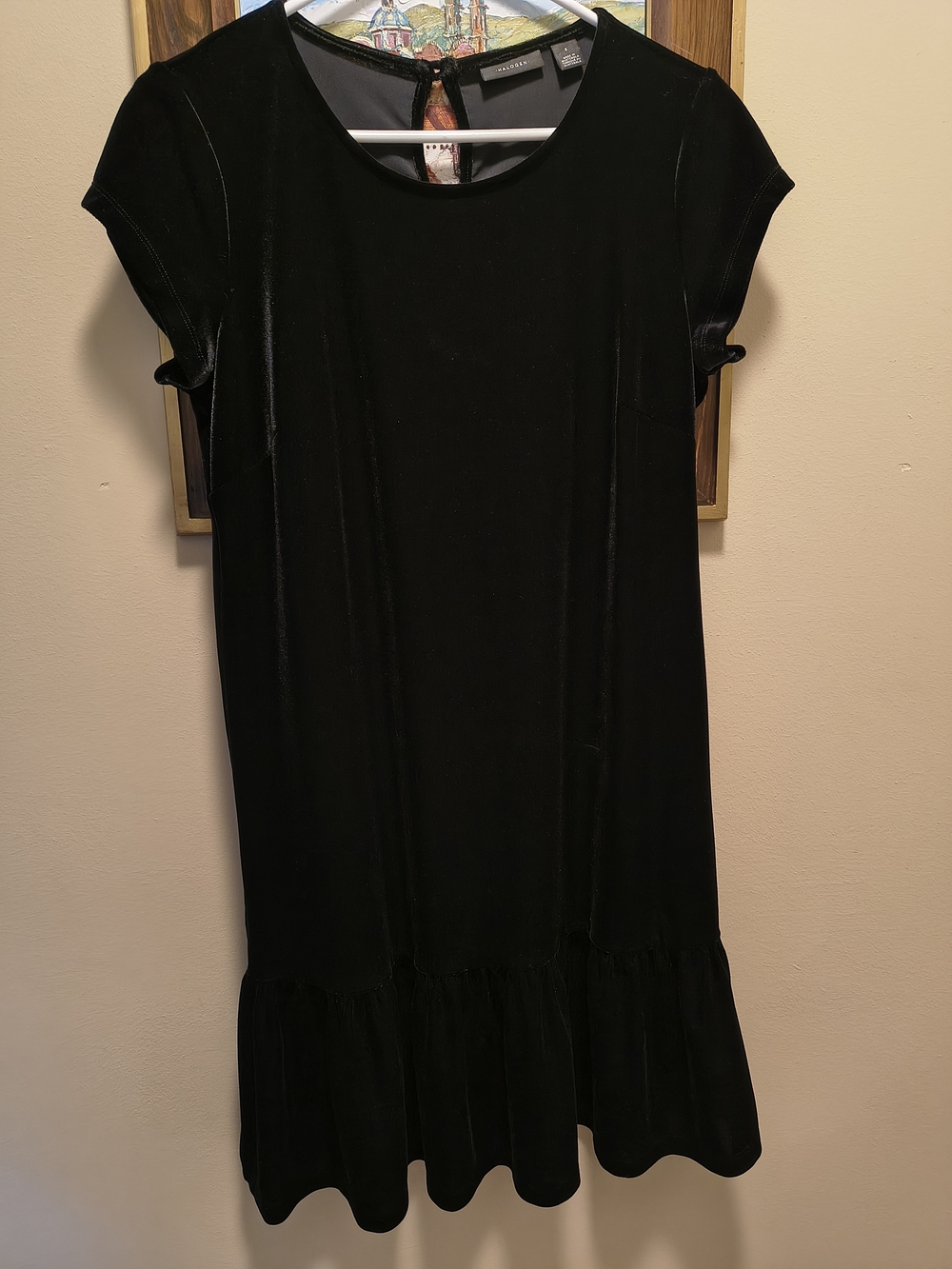 Halogen Black Velvet Ruffle-Hem Women's Dress